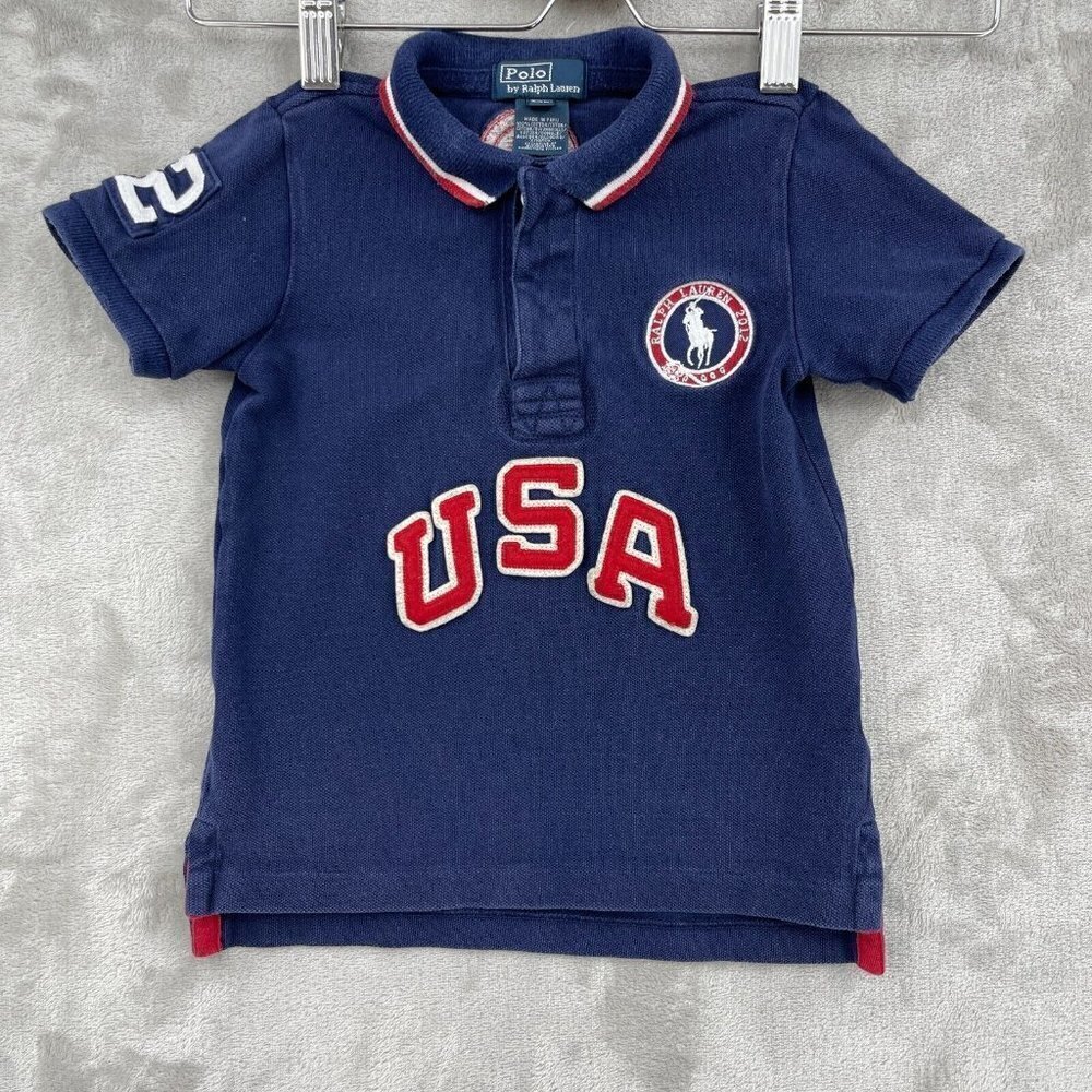 Polo Ralph Lauren 2012 USA Olympic Team Embroidered Polo Shirt Navy Boy's 24M